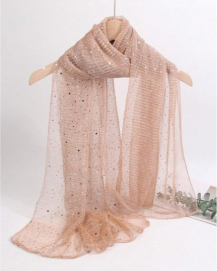 Floerns Women's Sequin Bandana Square Scarf Silk Scarves Mesh Shawl and Wrap for Evening Dresses