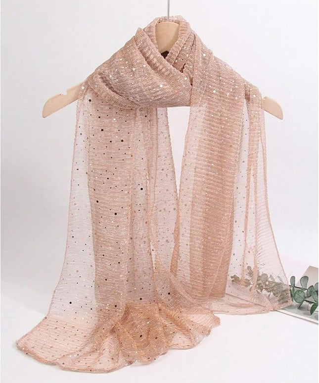 Floerns Women's Sequin Bandana Square Scarf Silk Scarves Mesh Shawl and Wrap for Evening Dresses