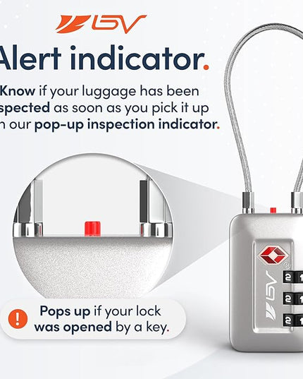 TSA Accepted Luggage Travel Lock, Set-Your-Own Combination Lock for School Gym Locker, Luggage Suitcase Baggage Locks, Filing Cabinets, Toolbox, Case (Silver, 2 Pack)