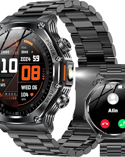 Fitness Smart Watch for Men Women, Bluetooth Calling & 1.8" AMOLED, SpO2/Heart Rate/Sleep Tracker, 100+ Workout Modes, IP67 Waterproof, 7+Day Battery, iPhone Android Compatible (Space Gray)