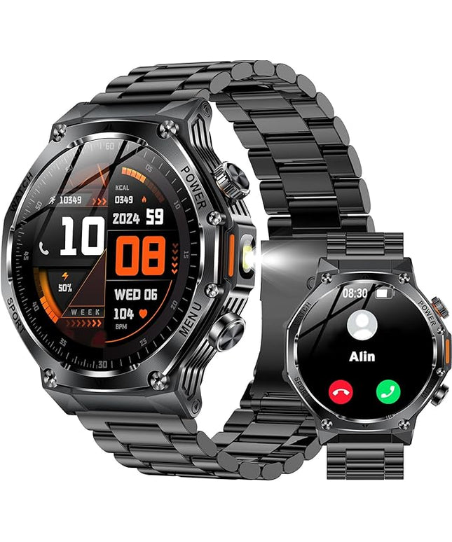 Fitness Smart Watch for Men Women, Bluetooth Calling & 1.8" AMOLED, SpO2/Heart Rate/Sleep Tracker, 100+ Workout Modes, IP67 Waterproof, 7+Day Battery, iPhone Android Compatible (Space Gray)