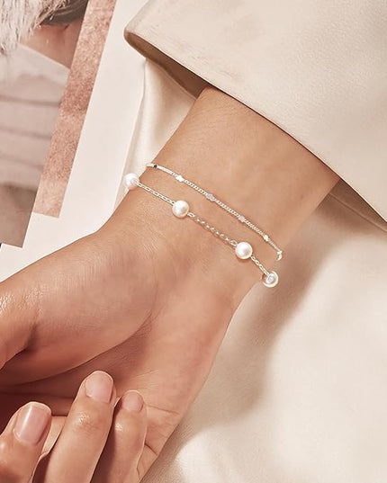 Gold Bracelets Set for Women Stack, Dainty Thick Bracelets Stack for Women Trendy, Simple Thin Gold Plated Cuff Stackable Bracelets With Beaded Cuban Paperclip Snake Rope Bangle Hand Chain Jewelry Gifts for Women Non Tainish