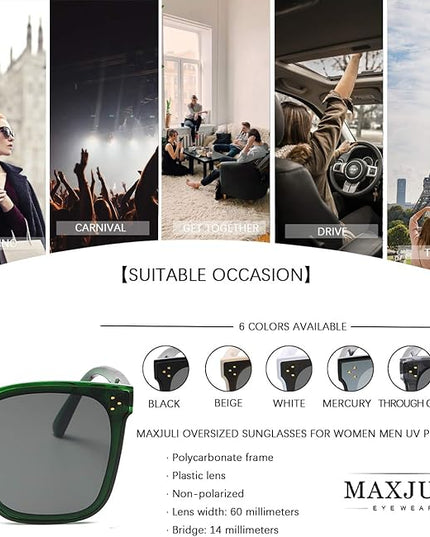 MAXJULI Oversized Sunglasses for Women Men UV Protection 8056