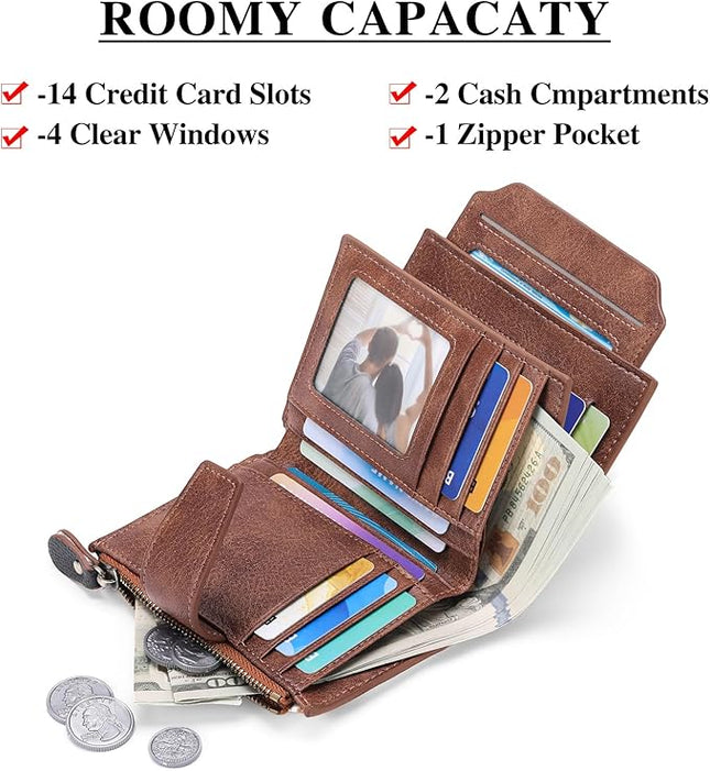 FALAN MULE Small Wallet for Women Leather Bifold Compact RFID Blocking Small Womens Wallet Purse