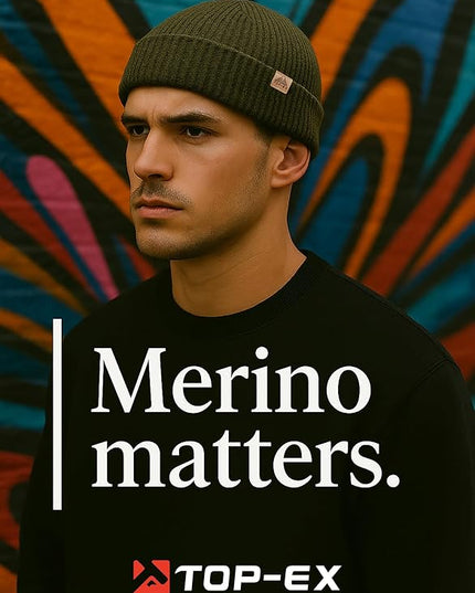 TOP-EX PolarWool™ 100% Merino Wool Fisherman Beanie Hat | Soft Single Layer Warm Short Sailor Trawler Cap for Men Women