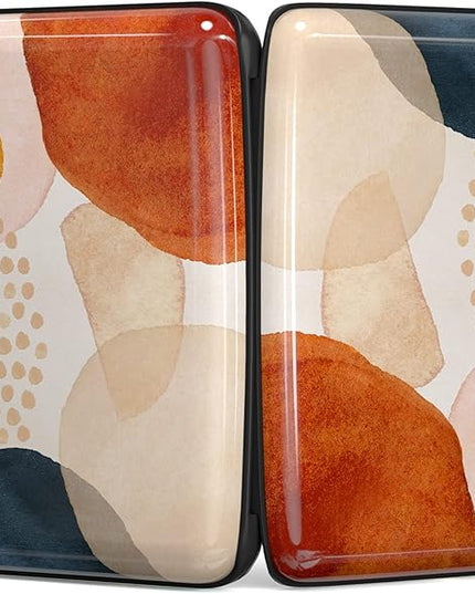 Atufsuat Credit Card Holder, Mini Aluminum Card Wallet RFID Blocking Slim Metal Hard Card Case for Women Men, Abstract Marble