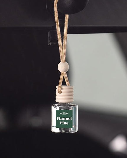 C&E Craft Co Hanging Car Air Freshener Diffuser 2 Pack, Long Lasting Fragrance Oil Car Freshener, Glass Bottle Auto Air Freshener, Made in USA (Flannel Pine)