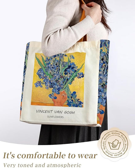 AUSVKAI Cute Canvas Tote Bag for Women, Reusable Designer Bags with Handles Pockets&Snaps for College Beach Everyday Grocery