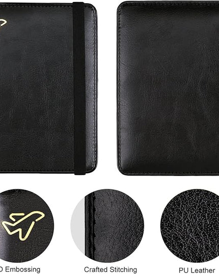 WALNEW Passport Holder for Travel, RFID Passport Cover Wallet for Women Men, PU Leather Passport Book Card Holder Case with Pen, Travelling Essentials for Flying