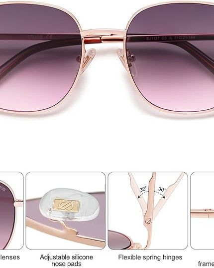 SOJOS Classic Trendy Square Sunglasses for Women Men Cute Big Frame Gold Shades SJ1137