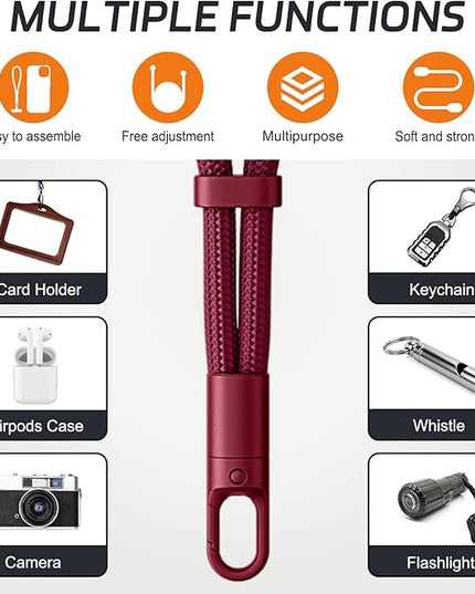 2 Pack Phone Lanyard,2×Phone Wrist Strap,4×Tether Tabs,Universal Cell Phone Multifuctional Patch Polyester Lanyards,Cell Phone Hand Strap for Women and Men(wine+light camel)