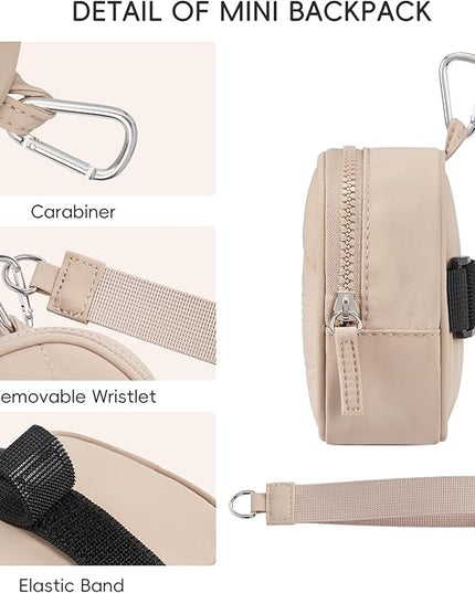 CLUCI Mini Backpack Keychain Wallet Small Change Quilted Coin Purse Cute Puffer Wristlet Pouch with 3 RFID Card Slots