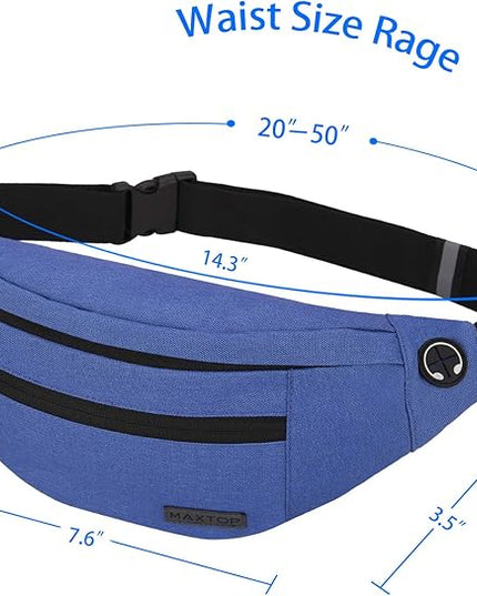 MAXTOP Large Crossbody Fanny Pack with 4-Zipper Pockets,Gifts for Enjoy Sports Festival Workout Traveling Running Casual Hands-Free Wallets Waist Pack Phone Bag Carrying All Phones