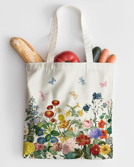 Horaldaily Canvas Tote Bag,Reusable Shoulder Tote Bag for Women Lady Casual Vacation, Shopping, Work, Gym