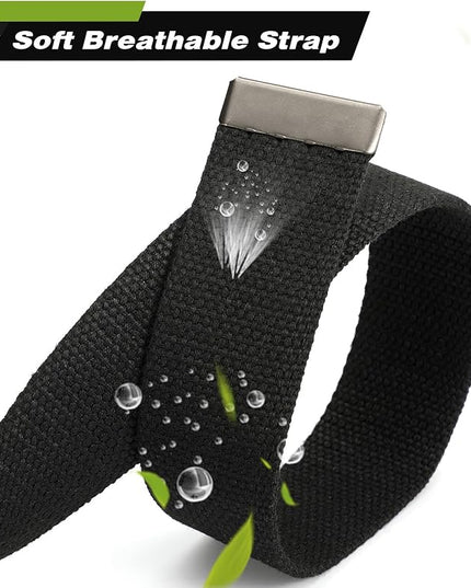 WHIPPY Canvas Web Belt Flip-Top Solid Black Military Buckle Fully Adjustable Mens Webbing Belts Cut To Fit