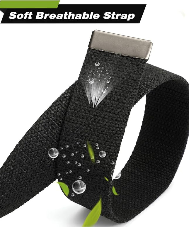WHIPPY Canvas Web Belt Flip-Top Solid Black Military Buckle Fully Adjustable Mens Webbing Belts Cut To Fit