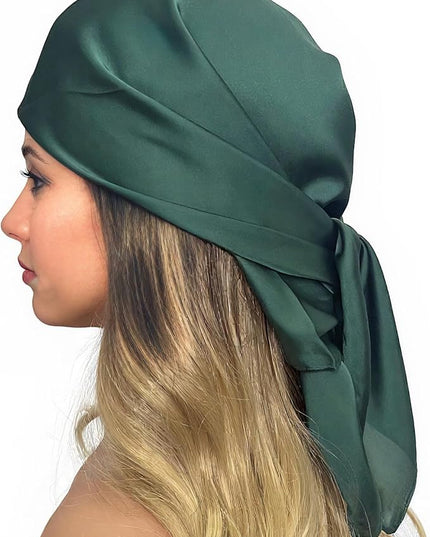 CHUNG Women's Square Satin Scarf 27.5" Bandanas Solid 50s Retro Neck Scarves Emulation Silk Handbag Hair Ribbons Necktie