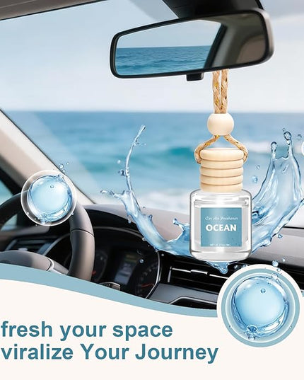AROIC Car Air Freshener 6 Pack, Long Lasting Fresh Aroma Diffuser Set for Men & Women, Natural Essential Oil Fragrance Diffuser for Removing Odors, Auto Interior Decor Accessories Unisex (Ocean Scent)