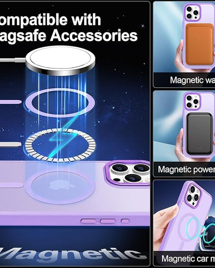 Hython Case for iPhone 15 Pro Max Case Magnetic Translucent Matte Phone Cases 6.7" [Compatible with MagSafe] Thin Slim Fit Shockproof Bumper Hard Protective Cover for Women Men Girls, Light Purple