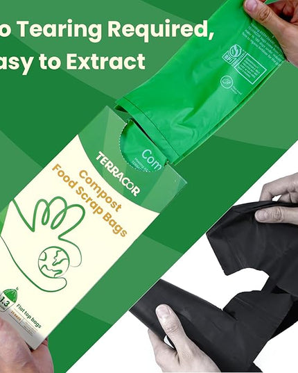 1.3 to 1.6 Gallon Compostable Trash Bags, 35 Count Green Compost Bags for Countertop Bin, Food Waste, Dispenser Packs Organic Biodegradable Bags BPI Certified Meet ASTM D6400 Standard
