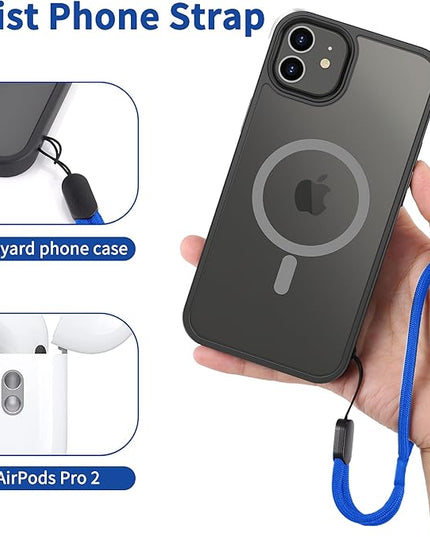 CACOE Phone Lanyard 2 Pcs-1 Pcs Adjustable Neck Strap, 1 Pcs Wrist Strap, 2 Pcs Pads, Universal Crossbody Multifuctional Cell Phone Lanyards Compatible with Most Smartphones(Dark Blue)