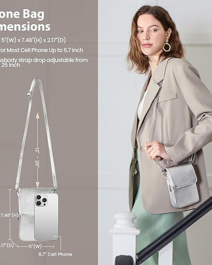befen Genuine Leather Small Crossbody Bags for Women, Cell Phone Cross body Purse Bag with RFID Blocking Card Slots