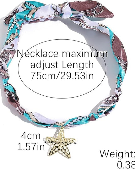 HETICA Scarf Necklace for Women Silk Western Charm Necklaces Fashion Accessory Jewelry Gift