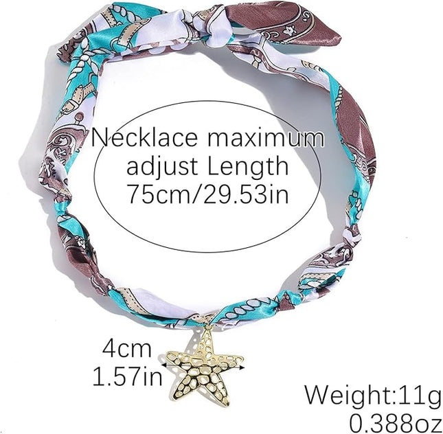 HETICA Scarf Necklace for Women Silk Western Charm Necklaces Fashion Accessory Jewelry Gift