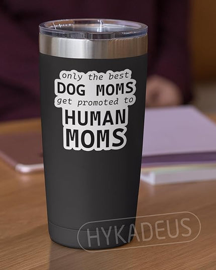 (3Pcs) Funny Dog Mom Sticker, Only The Best Dog Moms Get Promoted to Human Moms, Sarcastic Vinyl Sticker, Mother to be Gift for First Time Mommy, Dog Lovers, New Mom, Laptop, Water Bottle, 3" x 3"