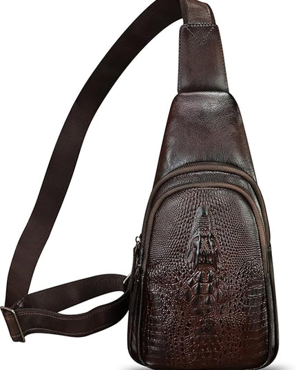 Genuine Leather Silng Bag for Women and Men Real Leather Sling Backpack Chest Purse Shoulder Crossbody Bag