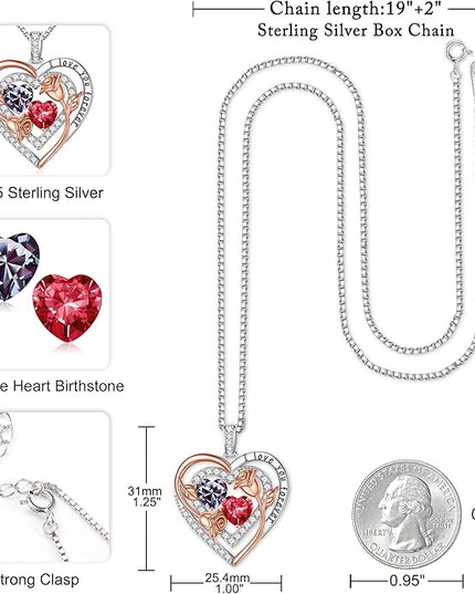 Iefil Christmas Gifts for Women - Sterling Silver Birthstone Necklace Anniversary Birthday Gifts for Her Wife Mom Daughter