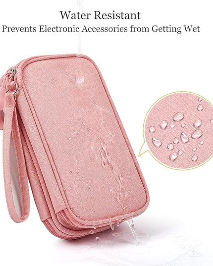 Electronic Organizer Travel Cable Accessories Bag, Electronic Organizer Case, Electronic Accessories Organizer Bag for Power Bank, Charging Cords, Chargers, Mouse, USB Cable, Earphones (Light Pink)