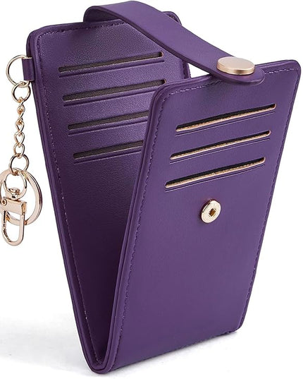 POIUGOYA Slim Wallet for Women,RFID Blocking Bifold Credit Card Holder with Zipper Coin Pocket,ID Window,Keychain