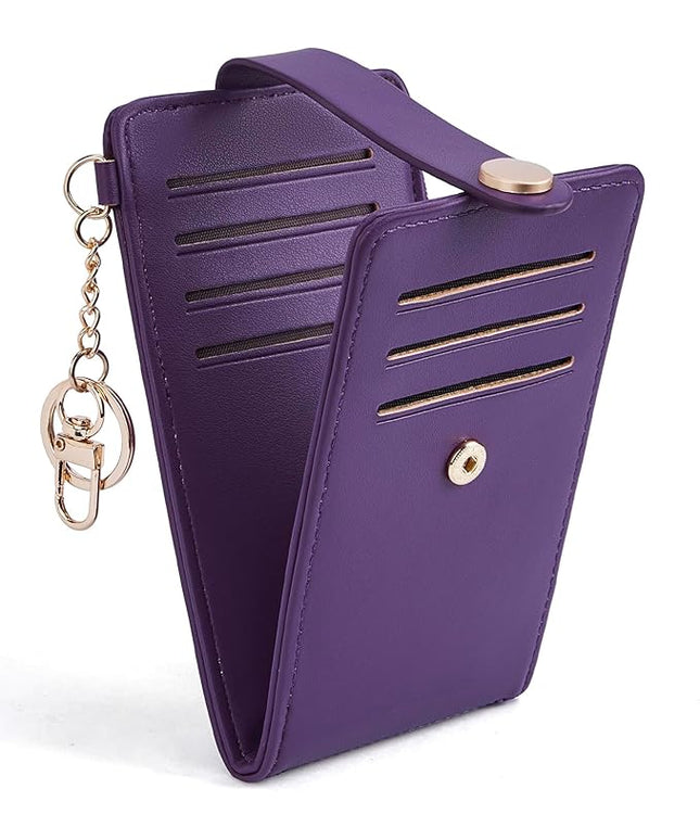 POIUGOYA Slim Wallet for Women,RFID Blocking Bifold Credit Card Holder with Zipper Coin Pocket,ID Window,Keychain