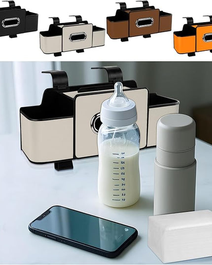 Car Back Seat Organizer with Tissue, Car Seat Back Tissue Box and Storage Hook, Multifunctional Car Organizer for Hold Phone,Drinks,Handbag,Compatible with Most Vehicles (Beige)