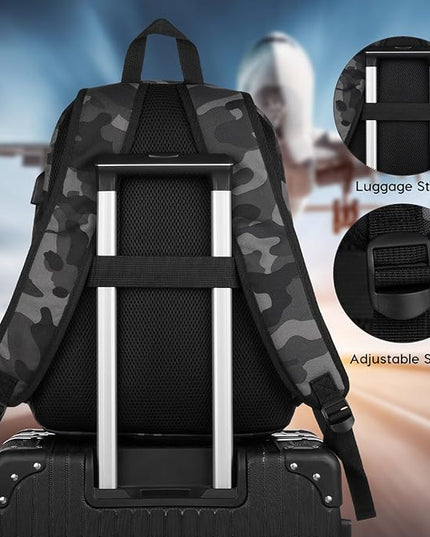 YAMTION School Backpack,Classic Bookbag Men and Teen Boy Schoolbag with USB Charging Port for High School College Office Work Travel