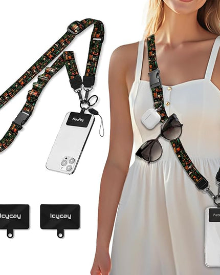 Phone Lanyard Crossbody, Plant Bookshelf Cell Phone Strap for Around The Neck Adjustable, Anti Theft Cute Lanyard for iPhone Case ID Holder Keys Accessories Travel Essential