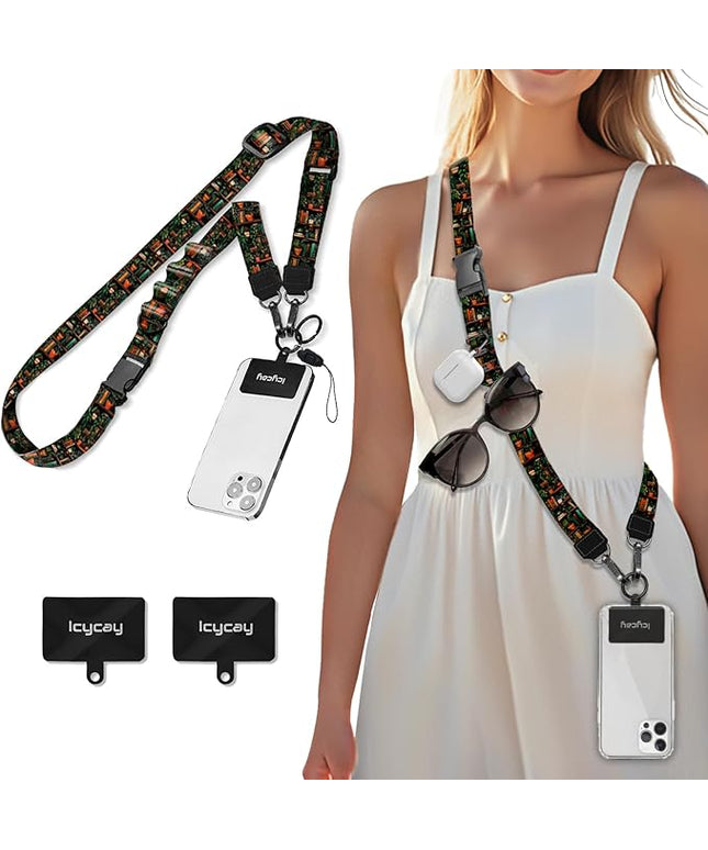 Phone Lanyard Crossbody, Plant Bookshelf Cell Phone Strap for Around The Neck Adjustable, Anti Theft Cute Lanyard for iPhone Case ID Holder Keys Accessories Travel Essential