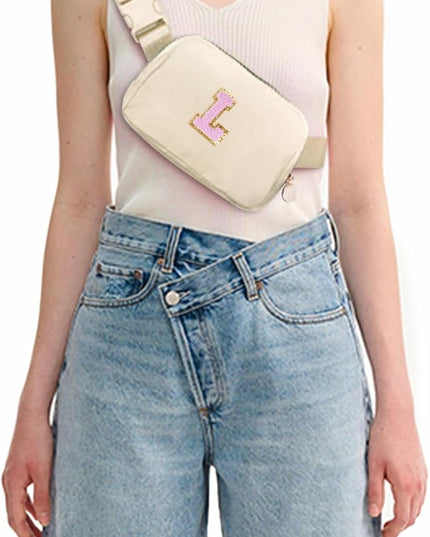 Uygafly Belt Bag Fanny Pack Crossbody Bags with Initials Letter Patch Cute Stuff Birthday Gifts for Teenager Girls Trendy Stuff for Teens | Khaki,L
