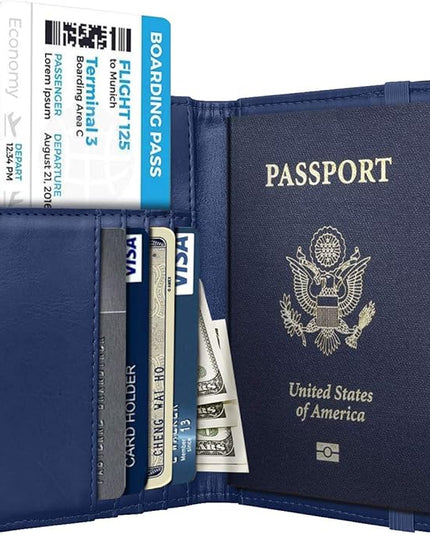 Passport Holder Cover Travel RFID Blocking Passport Cover Rose Gold Cute Flowers Passport Wallet with Elastic Band for Women