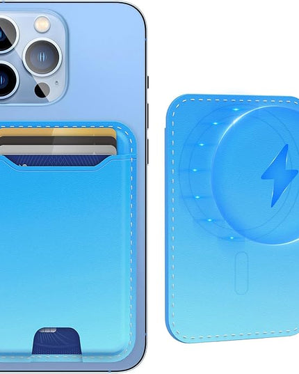 TopMade for Magsafe Wallet, Magnetic Wallet Card Holder for iPhone 16, iPhone 15/14/13/12 Series, Leather Magnetic Phone Wallet with Powerful Magnet, Credit Card RFID Blocking, Fit 4 Cards, Blue Fade