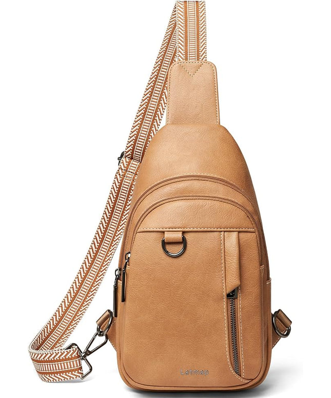 7L Sling Bag for Women Men Leather Small Sling Backpack Daypack Anti Theft Fanny Pack Crossbody Purse Travel