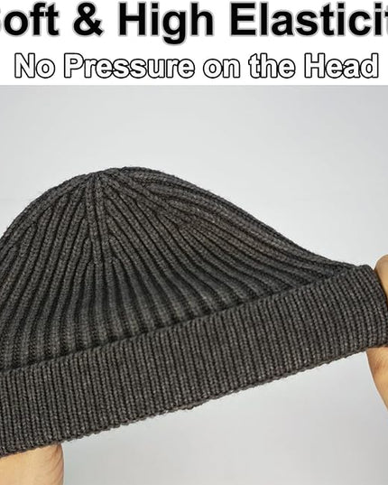 vidsel Thin Wool Fisherman Beanie for Men Women, Short Knit Cuff Trawler Watch Hats