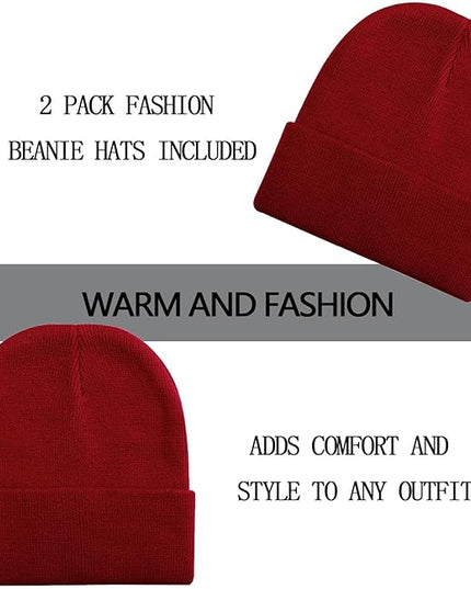 ZOORON 1&2 Pack Beanie for Men Women Slouchy Beanie Hats Winter Knit Caps Soft Ski Hat Unisex