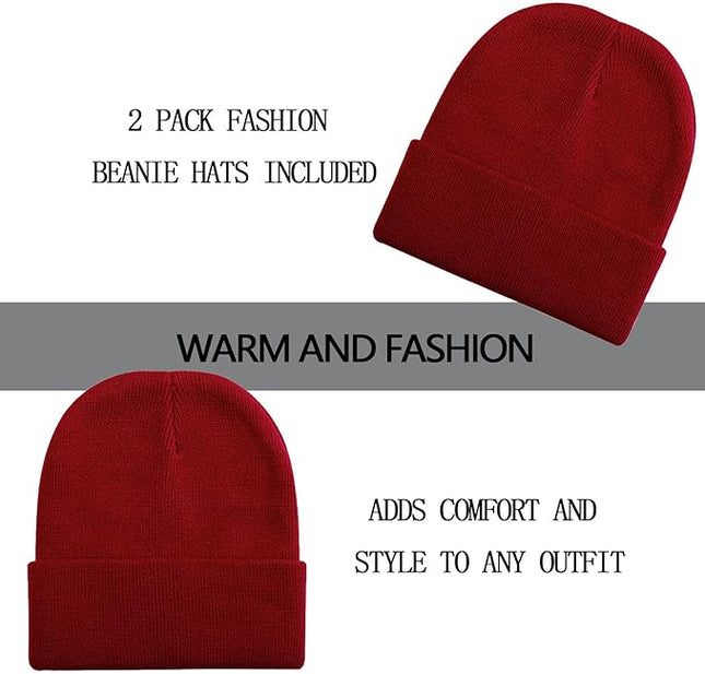 ZOORON 1&2 Pack Beanie for Men Women Slouchy Beanie Hats Winter Knit Caps Soft Ski Hat Unisex