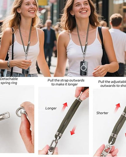 3-in-1 Adjustable Phone Lanyard Crossbody Cell Phone Neck Strap Universal Mobile Wrist Lanyard