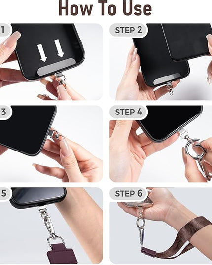 Clip and Go Strap for Phone with Wallet Crossbody Phone Lanyard and Detachable Checkered Bag with ID Window and RFID Pouch for Daily Travel.