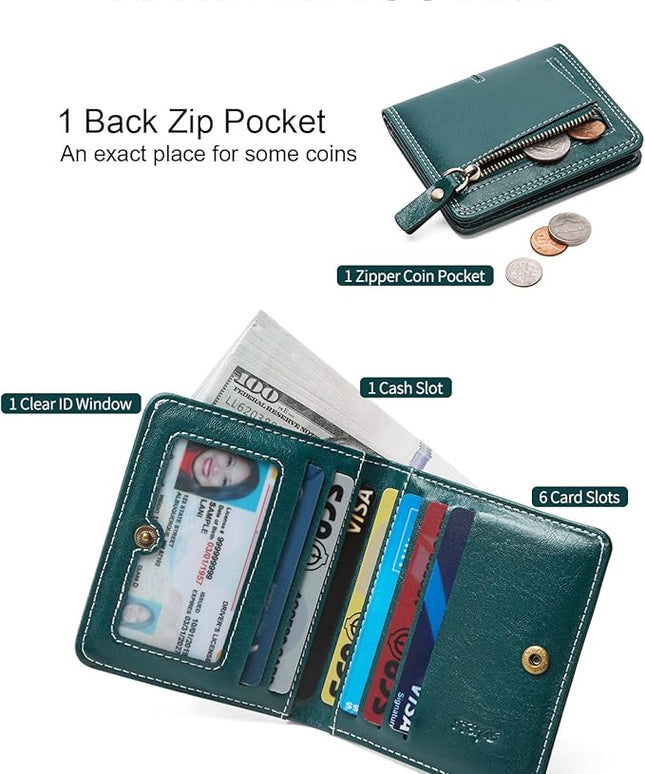 TFKGS rfid wallet women Slim Wallet for Womens wallet small wallets woman Thin Credit Card Holder for women Bifold Compact Pocket Ladies Mini Vegan Leather Blocking Green