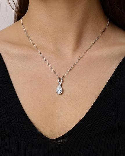FANCIME Infinity Embrace Birthstone Necklaces for Women Fine Jewelry Sterling Silver Dainty Infinity Pendant Anniversary Birthday Christmas Gifts for Her Wife Mom Daughter