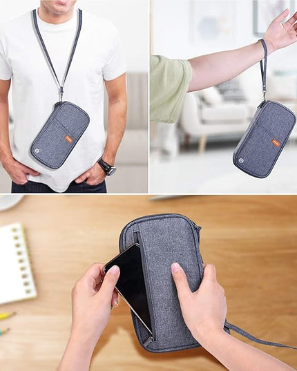 RFID Family Passport Wallet Holder Waterproof, Travel Document Organizer Credit Card Clutch Bag for Men Women